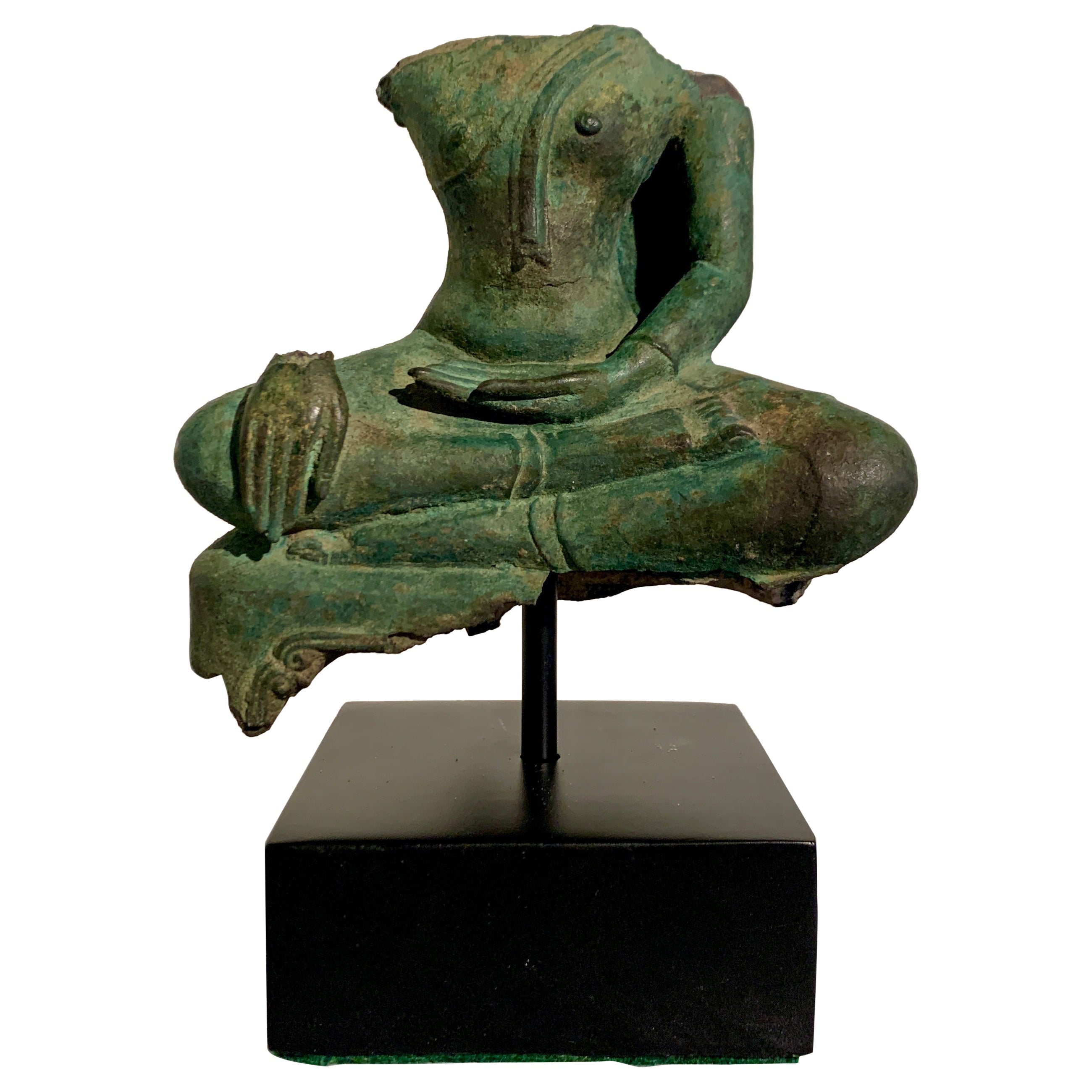 Thai Bronze Buddha Torso Fragment, Sukhothai, 15th/16th Century, Thailand For Sale