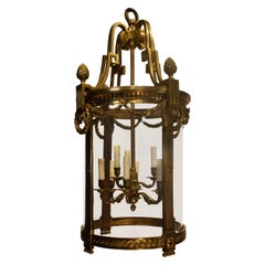 Antique Gilt Bronze & Crystal Lantern. 