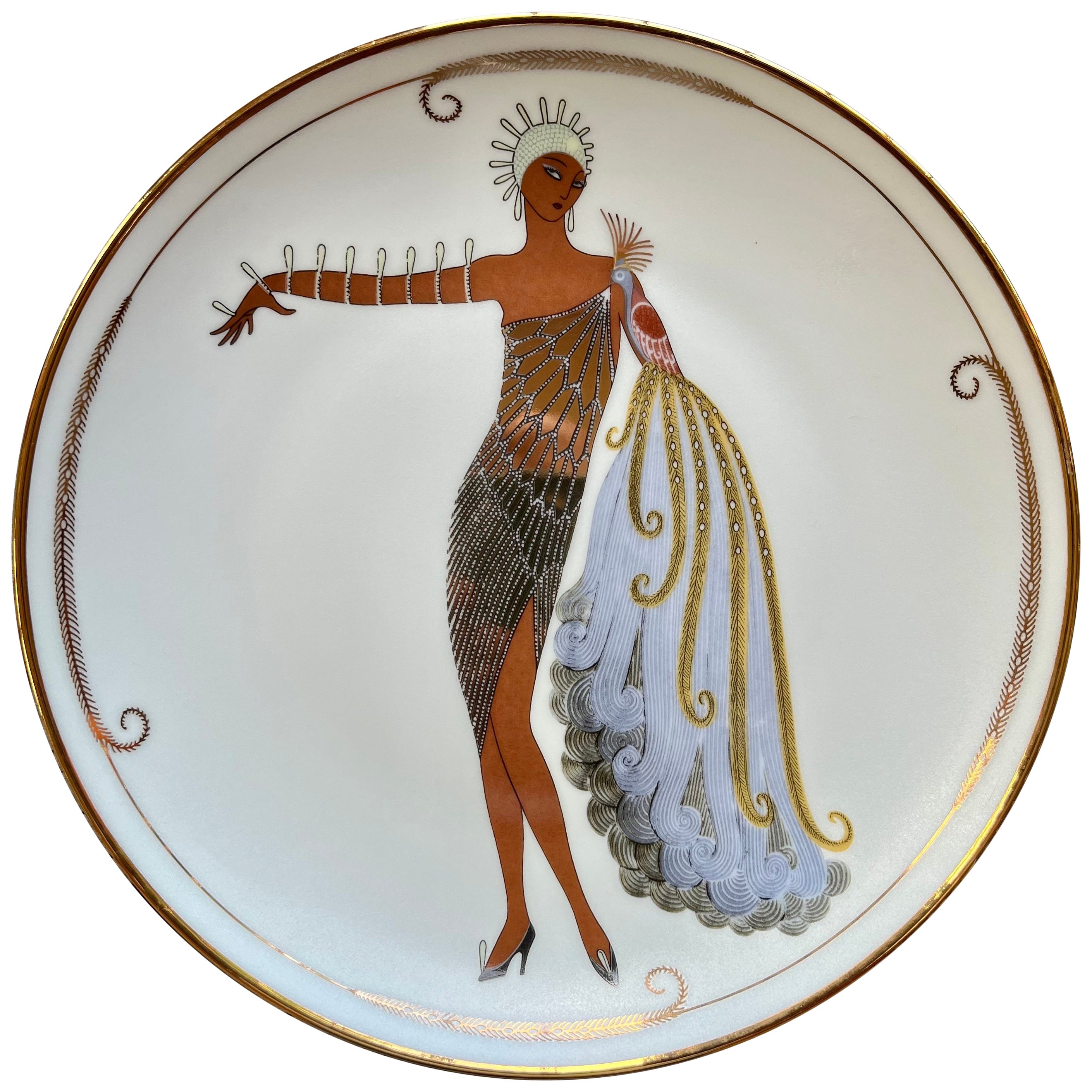 Franklin Mint The House of Erte Porcelain Plate "Diva II". Circa 1990s For Sale