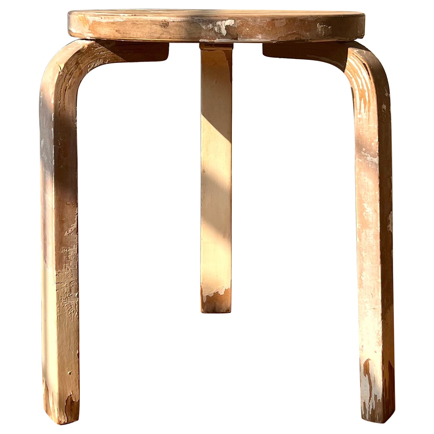 Stool 60 with finger joint seat by Alvar Aalto for Artek, 1950s