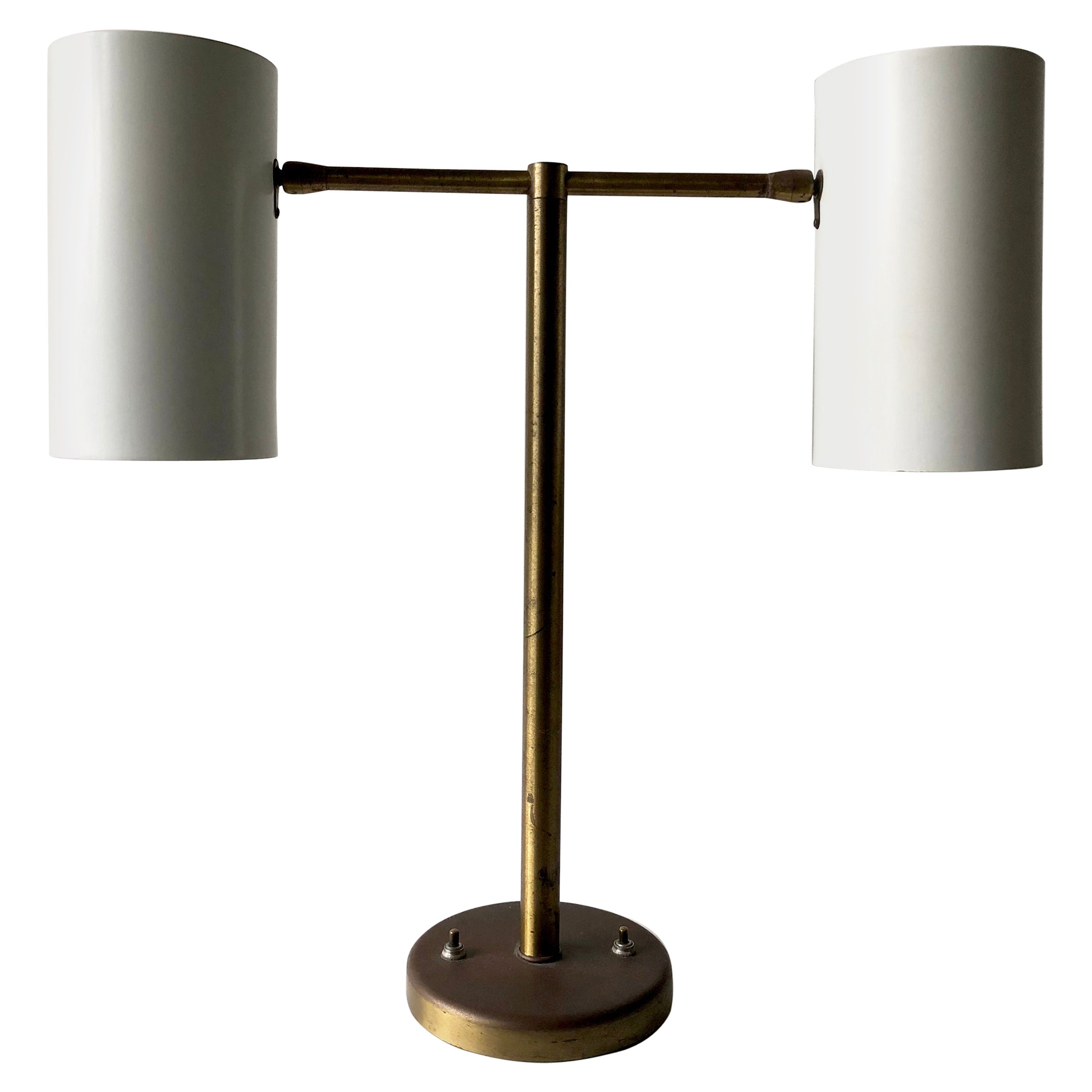 Greta Von Nessen Brass Adjustable Double Cone Table Lamp