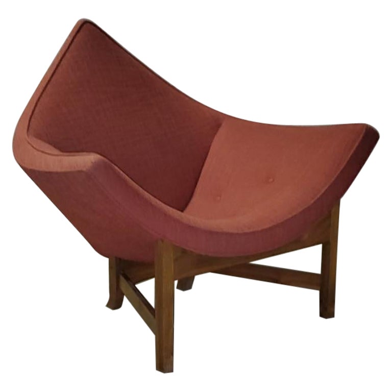 1960s Adrian Pearsall Coconut Lounge Chair On Walnut Base Original Upholstery For Sale