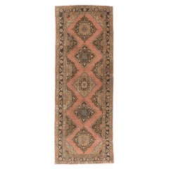 4.6x12.5 Ft Vintage Traditional Runner Rug. Handmade Wool Hallway Carpet