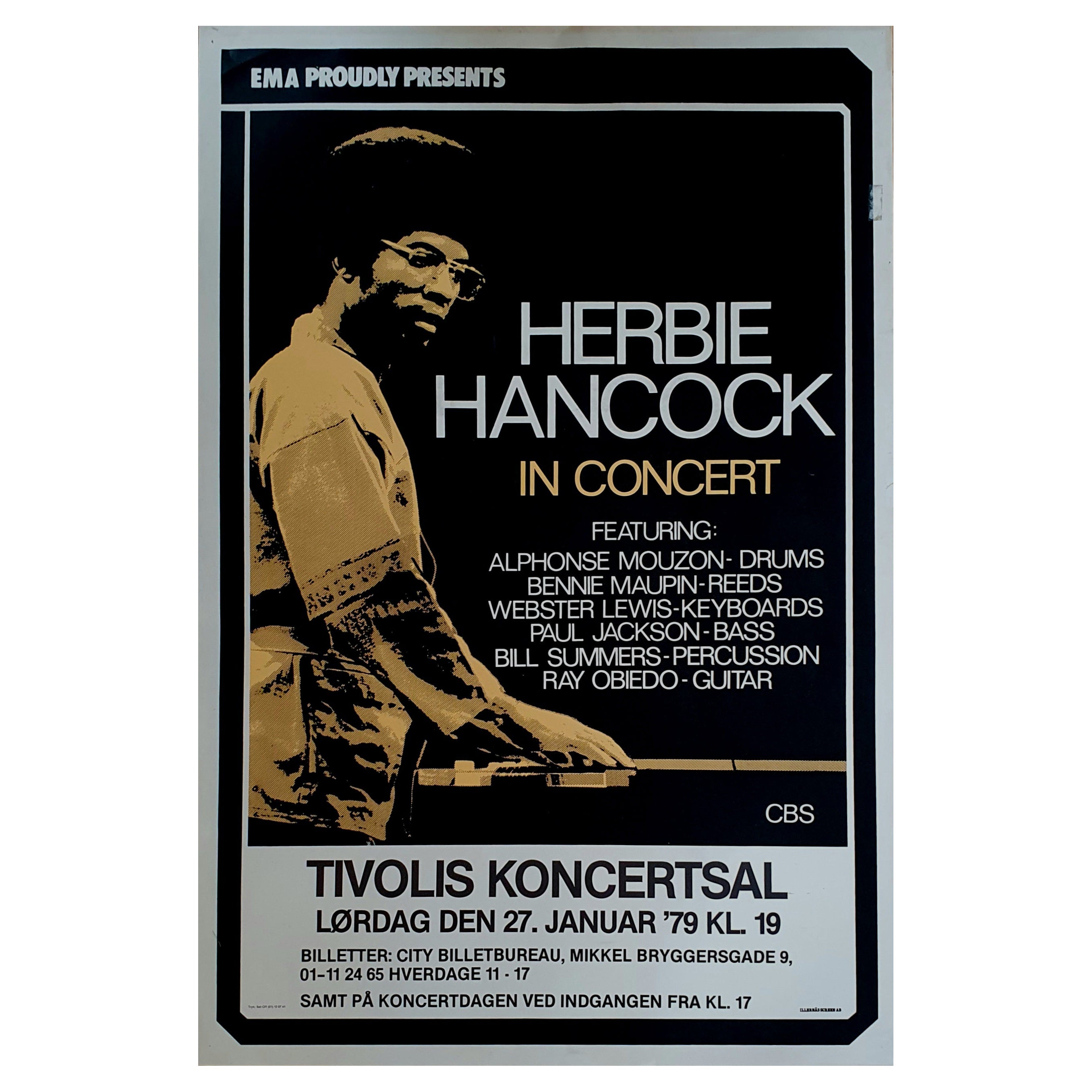 Affiche de concert vintage d'origine Herbie Hancock 