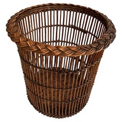 Vintage Rattan waste paper basket. French work. Circa 1950