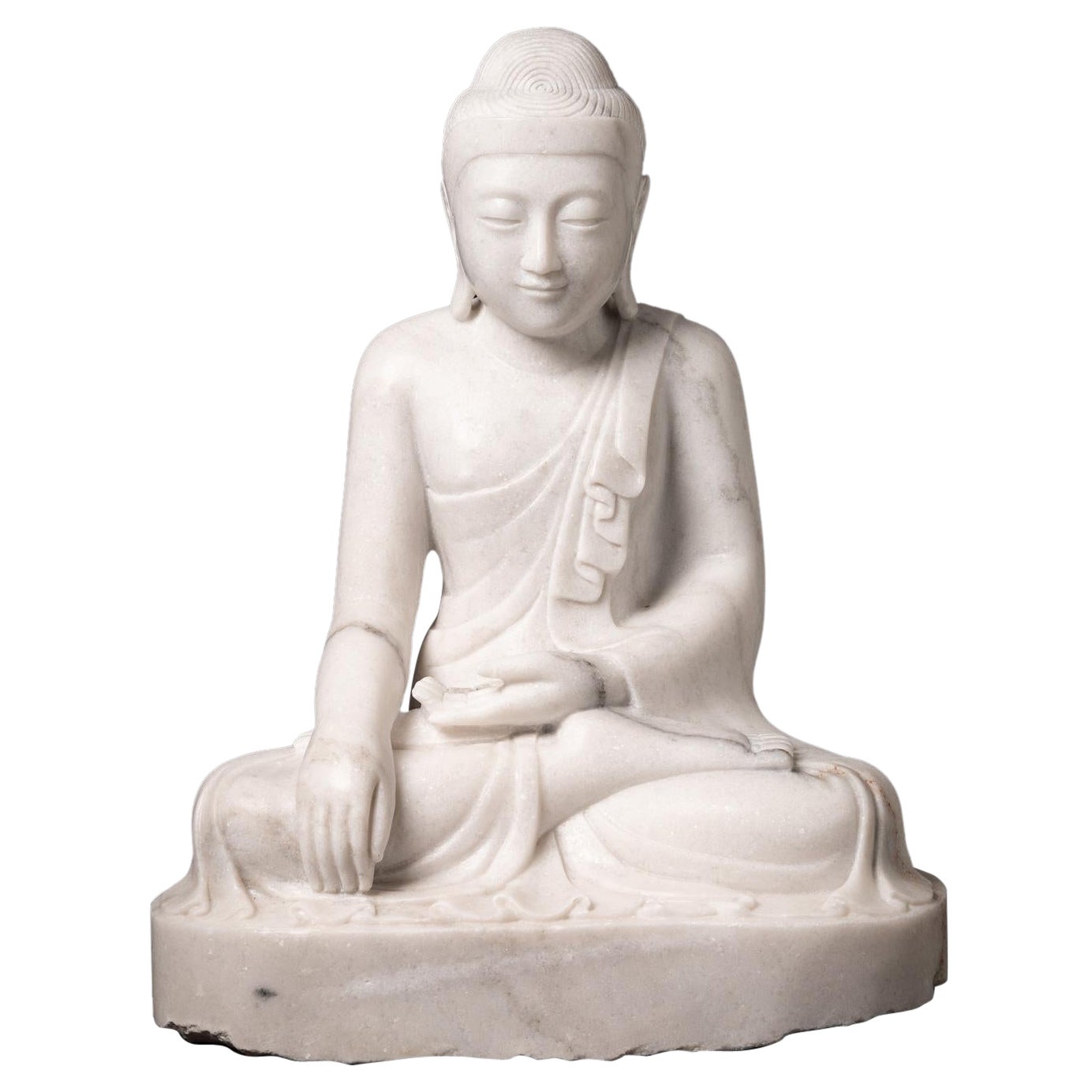 Neu gefertigte burmesische Buddha-Statue aus Marmor – handgeschnitzte Statue – OriginalBuddhas im Angebot