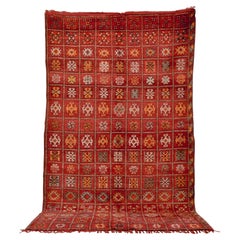 Vintage Moroccan Red Wool Tribal Floor Area Rug