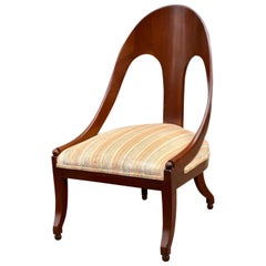Vintage Mid Century Mahogany Slipper Lounge Chair Attributed to Michael Taylor for Baker
