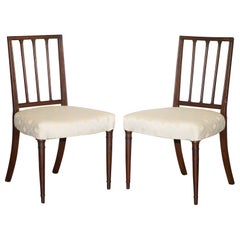 VICTORIAN PAiR OF SIDE CHAIRS WITH CREAM FABRIC SEATS
