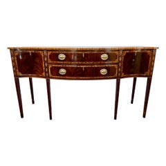 Vintage Councill Craftsman Mahogany Bow Front Inlay Buffet Sideboard Cabinet 