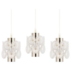 1 of 3 Stunning Petite Floral Chrome Sputnik Pendant lights, Germany, 1960s