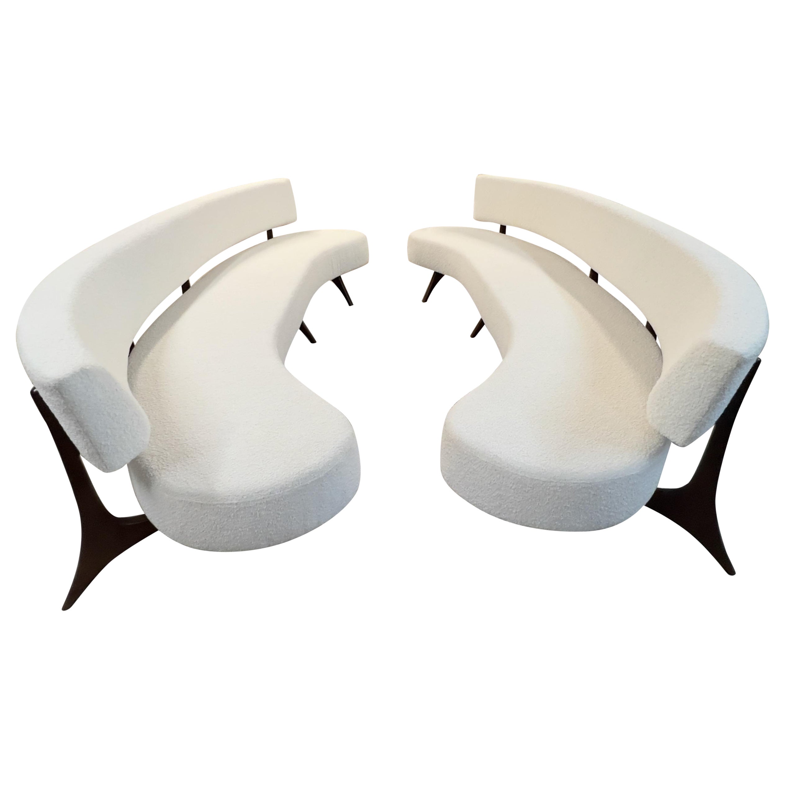 Pair of Large Vladimir Kagan Style Custom Floating Curved Sofas 