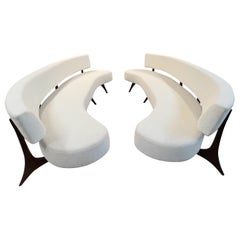 Pair of Large Vladimir Kagan Style Custom Floating Curved Sofas 