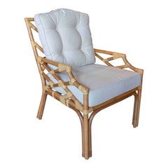 Handmade Bamboo Armchair with Beige Cushion