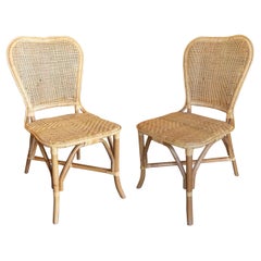 Pair of Wicker and Rattan Dining Chairs