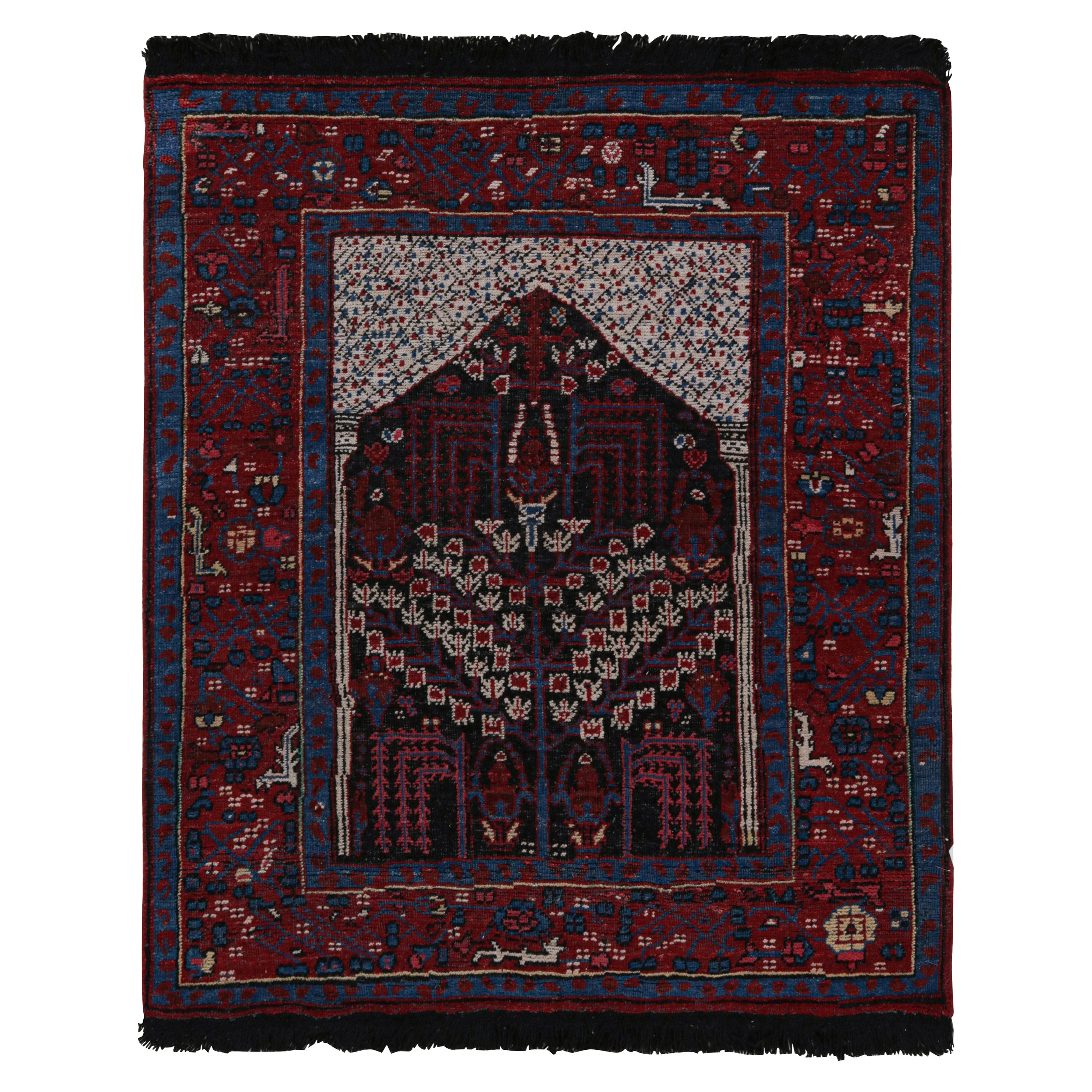 Rug & Kilim’s Tribal Style Rug in Red, Blue & Black Geometric Patterns