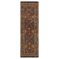 Rug & Kilim’s Tribal Style Runner Rug in Beige, Red and Blue Geometric Patterns