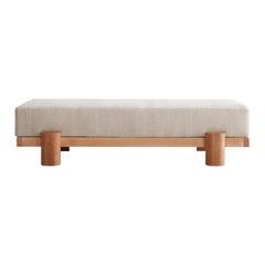 Upholstered Cherry Wood and Douglas Fir Bench by Gregory Beson