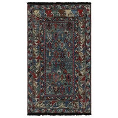 Rug & Kilim’s Tribal Style Rug in Green, Blue & Red Geometric Patterns