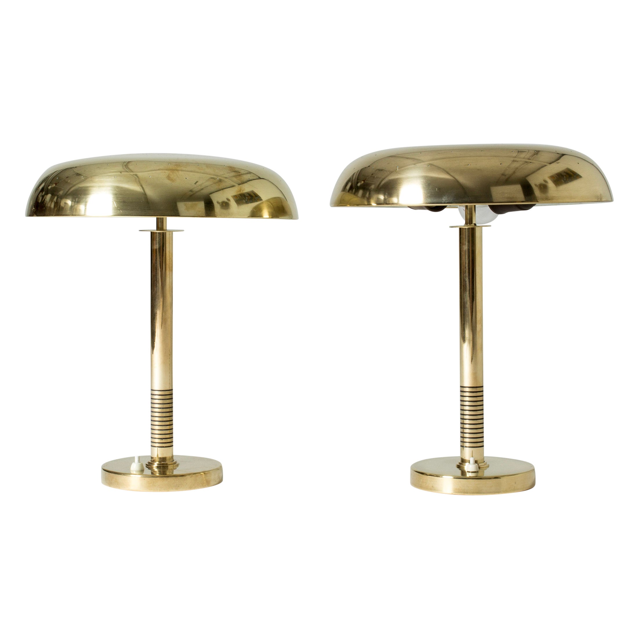 Midcentury Modern Brass Table Lamps, Boréns, Sweden, 1950s