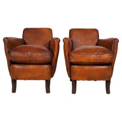 Pair of Petite French Leather Club Chairs