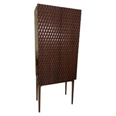 Modern Dark Brown Wood Bar Cabinet