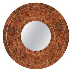 Gorgeous Elm Burl Inlaid Round Mirror