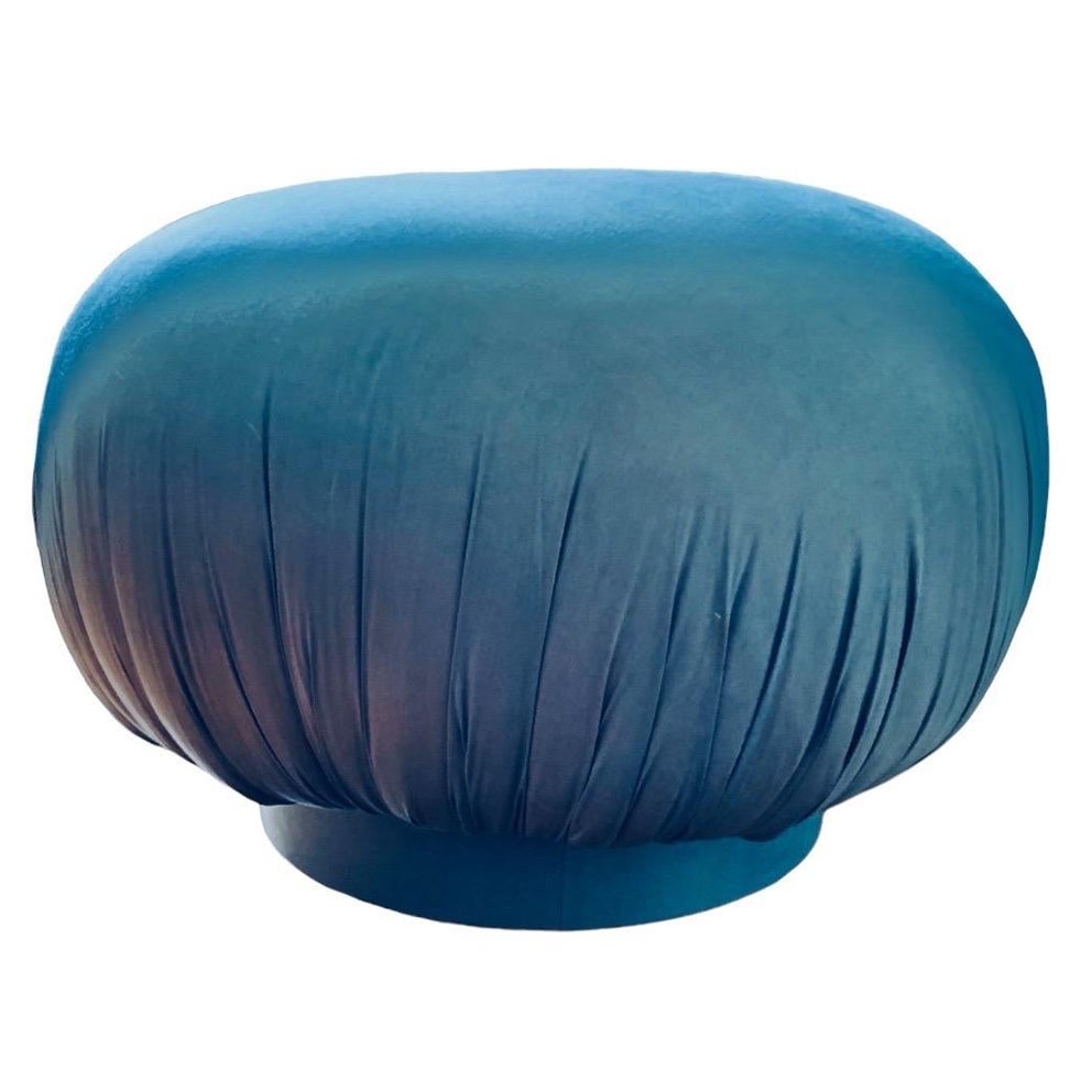 1990s Postmodern Round Pouf Ottoman Footstool attr. to Kagan for Directional For Sale