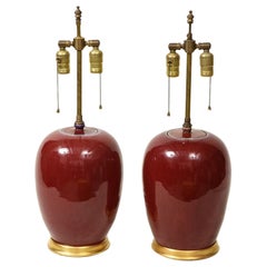 Pair of Sang de Boeuf Porcelain Table Lamps