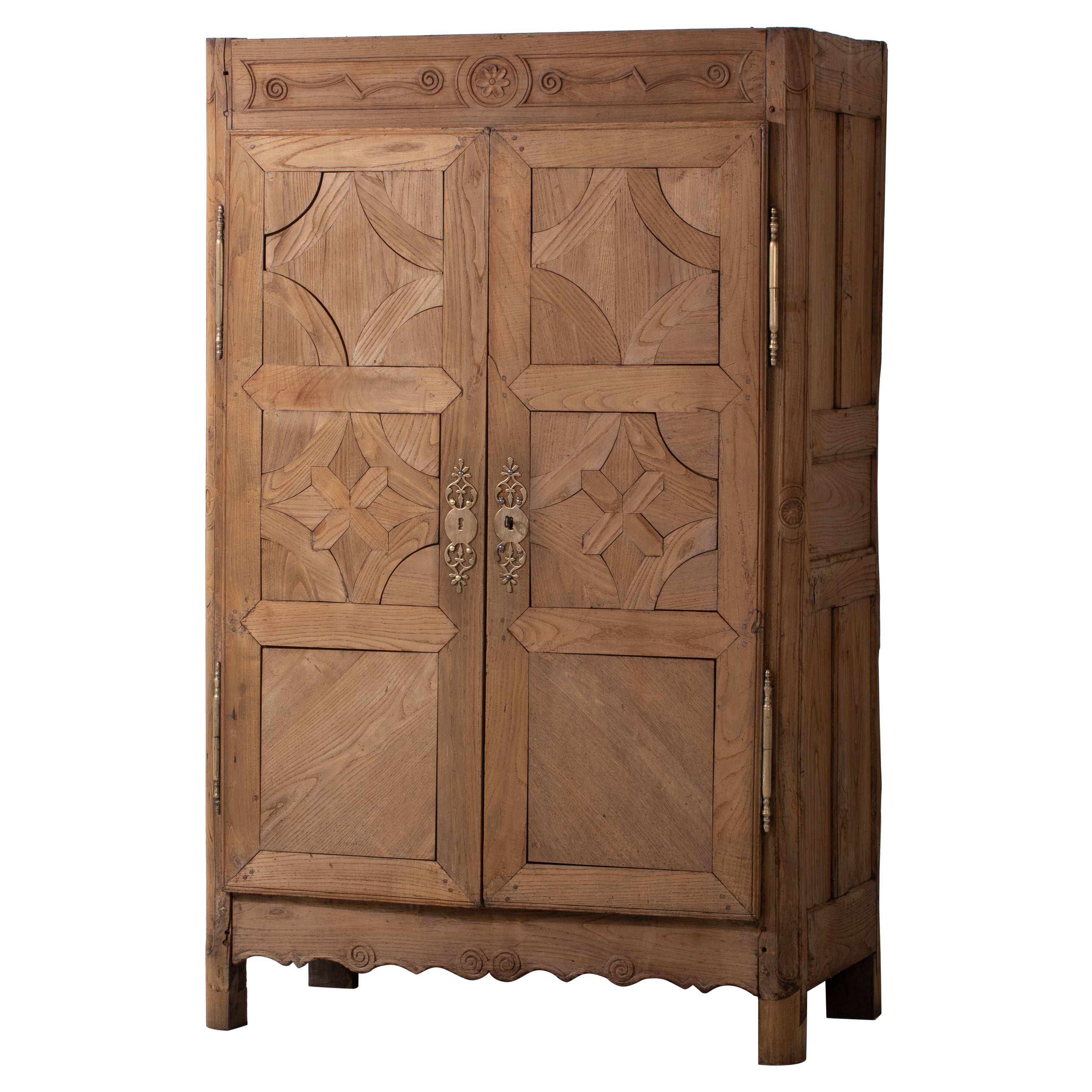 19th French Wardrobe, Oak Marquetry