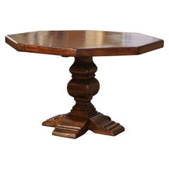 Early 20th Century French Octagonal Carved Walnut Dining Table on Pedestal Base