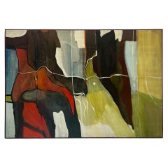 Vintage Frank Milner Large Abstract Oil on Canvas c1960s