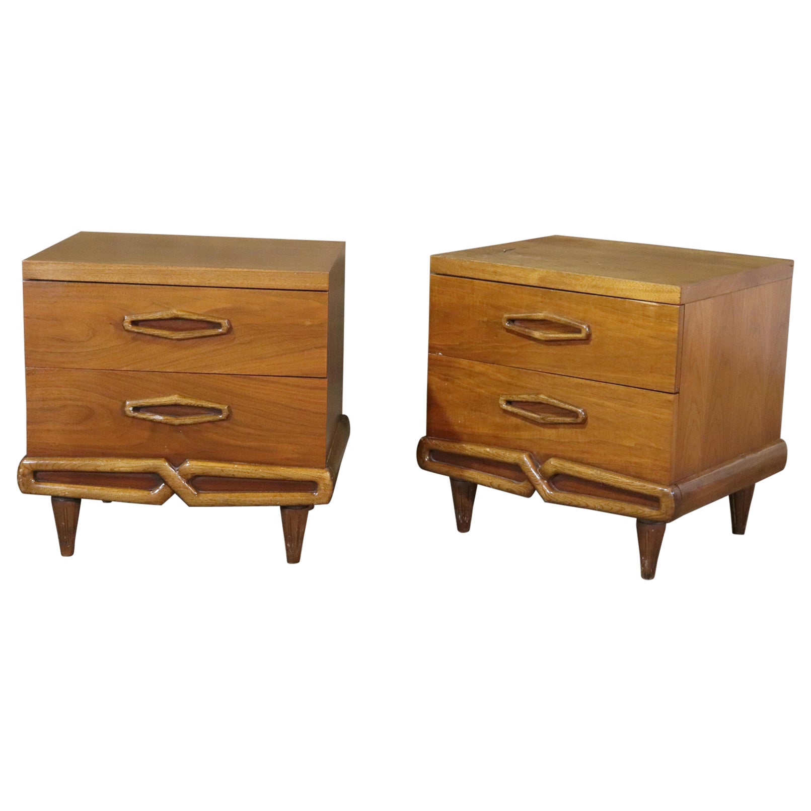 Mid-Century 2 Drawer Nightstands For Sale