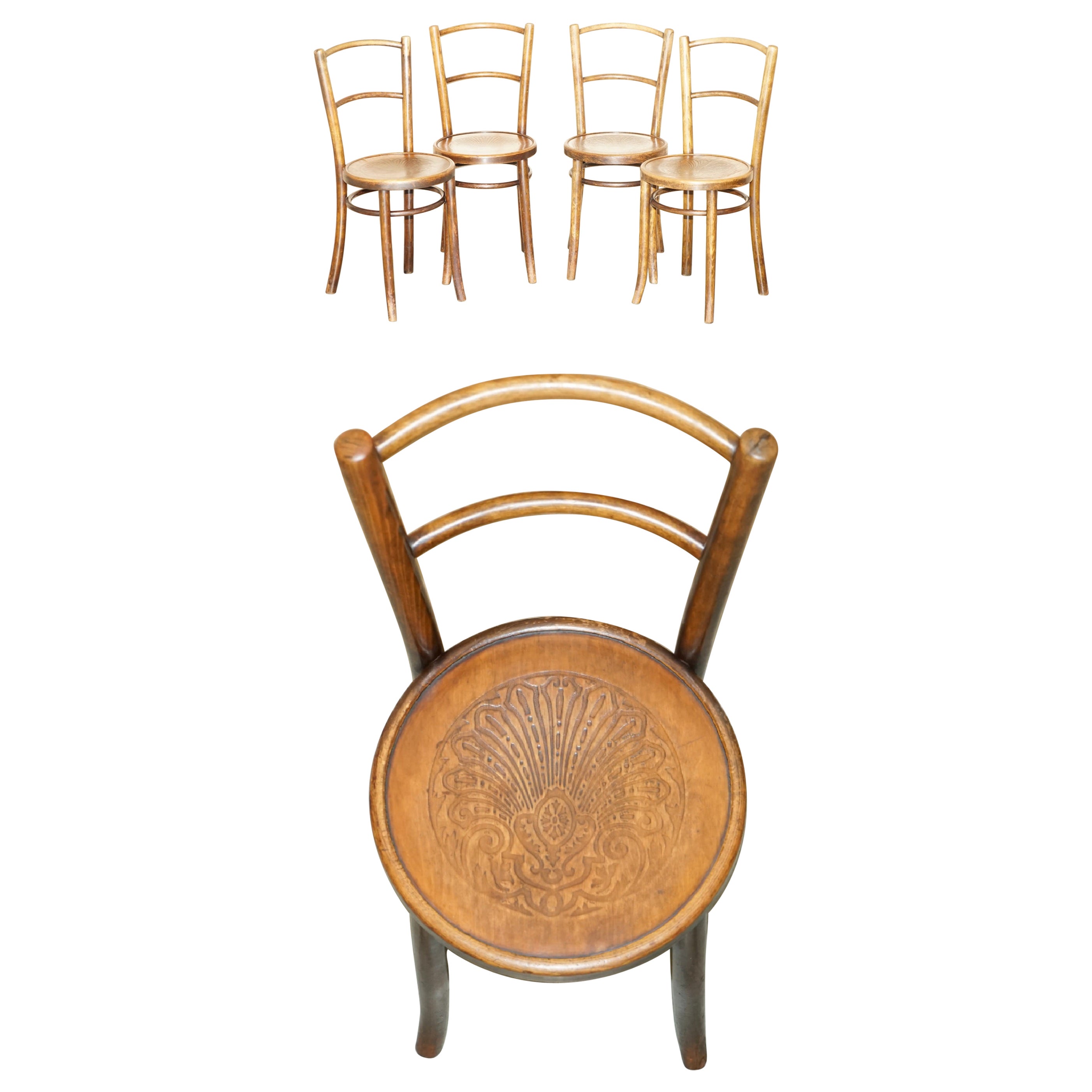 SUiTE OF FOUR THONET CIRCA 1930'S AUSTRIAN BISTRO DINING BAR BENTWOOD CHAIRS