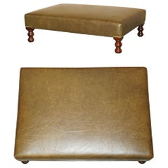 Vintage EX DISPLAY GEORGE SMiTH HERITAGE BROWN LEATHER OTTOMAN FOOTSTOOL