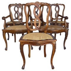 Italian Cane Seat Dining Chairs Set of 6