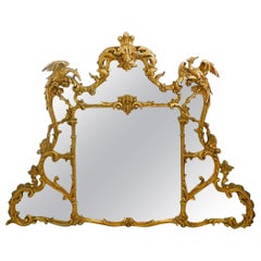 Large 19th Century Giltwood Overmantel Mirror in Chinese Chippendale Style