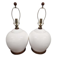 Ralph Lauren Table Lamps Ceramic White Signed - Pair