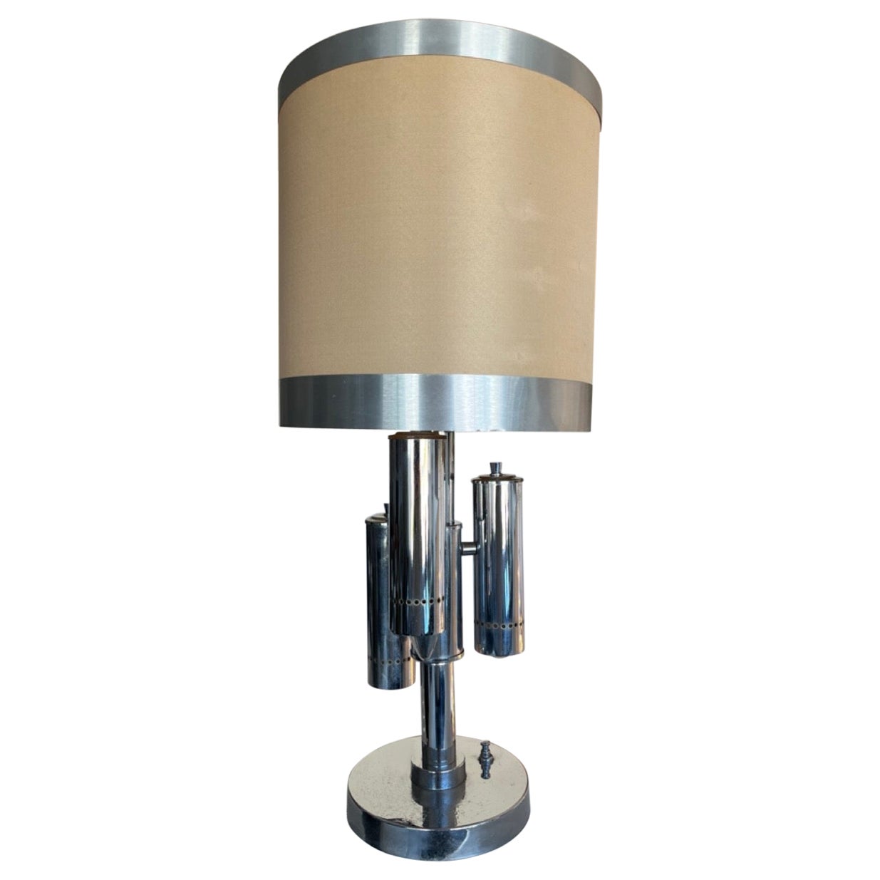 Italian Chromed Table Lamp with Three Cylinders 1970s 