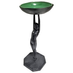 Frankart #210 Nude Female Table Top Ashtray w/ Green Glass Bowl