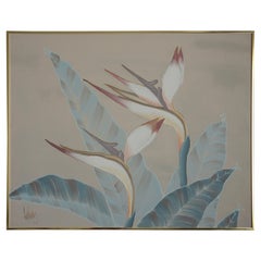 Original Lee Reynolds Floral Birds of Paradise Oil On Canvas Painting