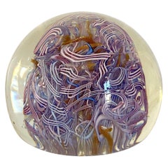 Retro Hand Blown Purple and Gold Paper Weight