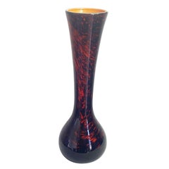 Jarrón de Cerámica Vintage Postmoderno Negro Rojo y Naranja