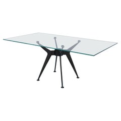 Post Modern dining table Glass and Iron Attributed to Norman Foster