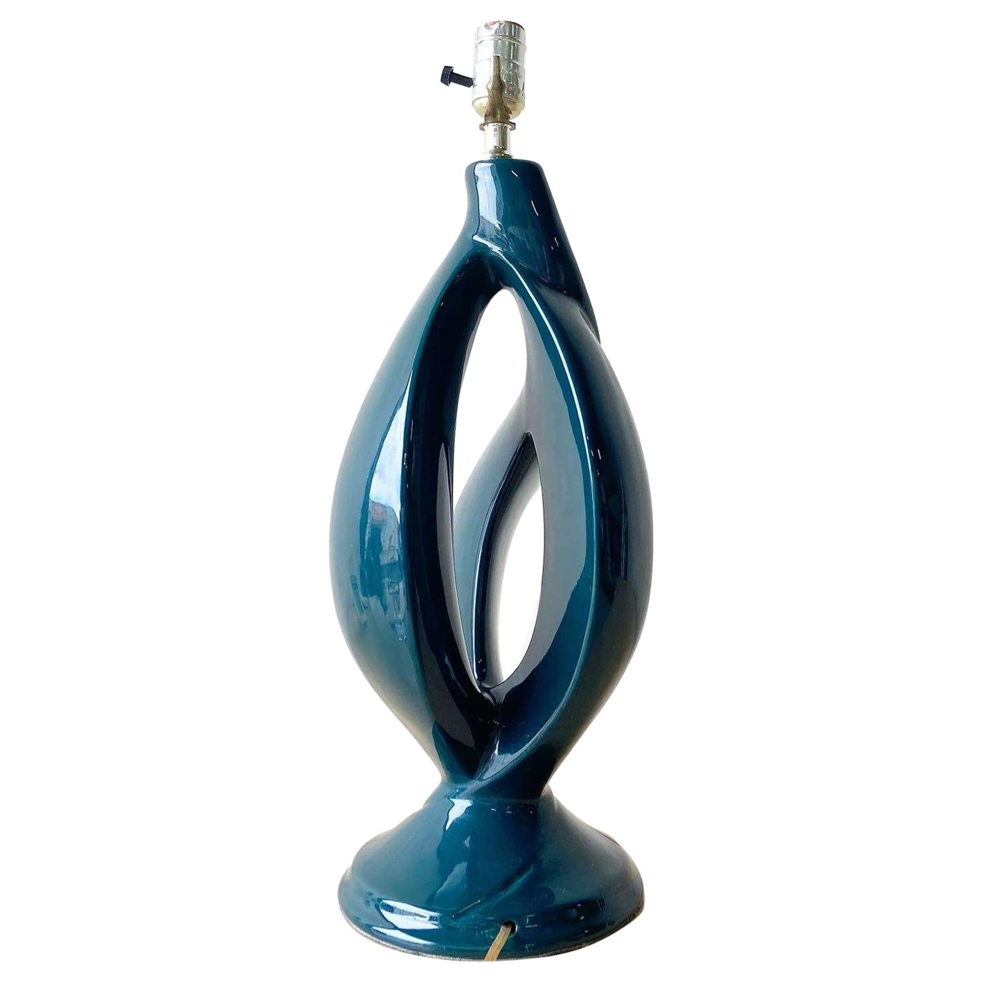 Lampe de table postmoderne en céramique sculptée vert foncé