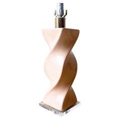 Postmodern Pink Ceramic and Lucite Swirled Table Lamp