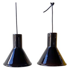 Danish Modern Holmegaard Black Hanging Lamps - a Pair