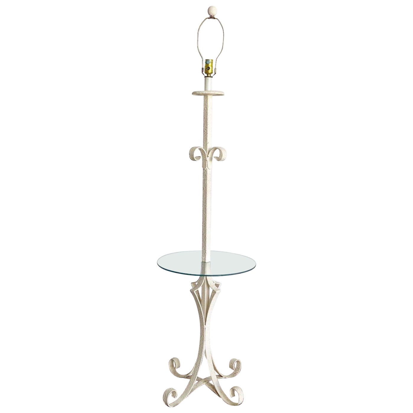 Regency Metal Floor Lamp Glass Table For Sale