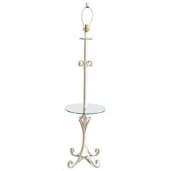 Retro Regency Metal Floor Lamp Glass Table