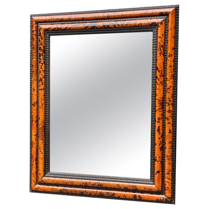 Mirror In Tortoise Shell And Curly Black Wood In The Style Of Antwerp Frames For Sale